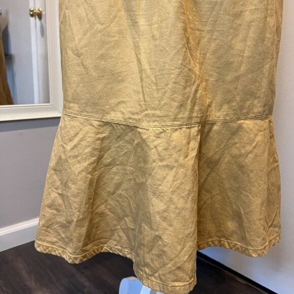 OAT New York Honey Mustard Bow Back Button Front Flounce Dress, Size Small - Picture 11 of 16